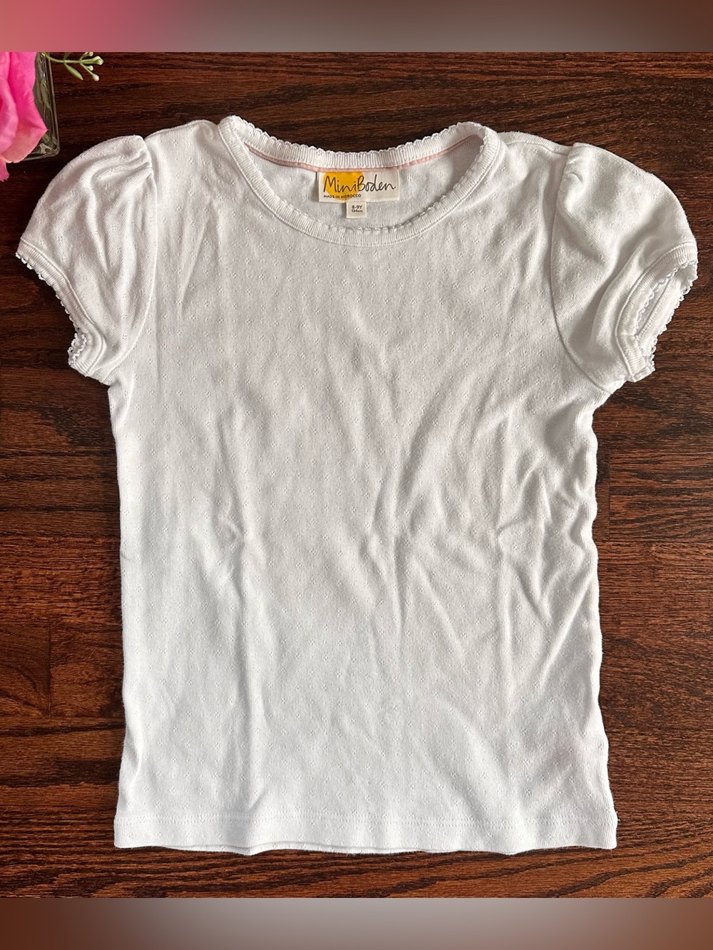 Mini Boden cotton pointelle top, size 8-9Y